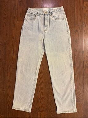 Cotton On Stretch Straight Leg Jeans US 8 Light Wash High Rise Denim